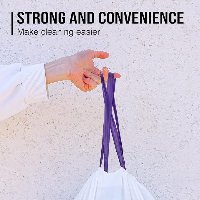 8NET 13 Gallon Kitchen Drawstring Trash liners Bags | 0.8 Mil | 24 x 27 - 100 Count Per Box (Box of 2) | Kitchen Home Office Bedroom Garbage Bags | Lavender Fresh Scent | White