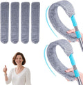 Retractable Gap Dust Cleaning Artifact Flat Duster Retractable Gap Dust Cleaner Under Appliance Microfiber Duster with 2 Microfiber Dusting Cloths Long Handle (2pc)