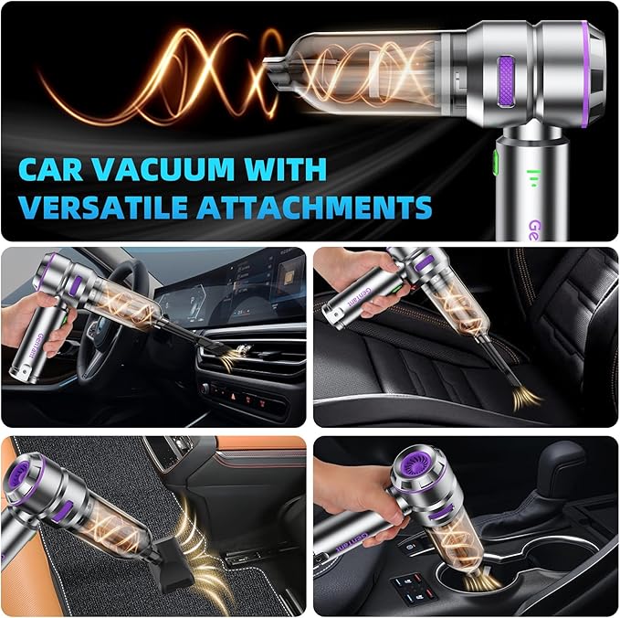 Car Vacuum Portable Cordless 18000PA Portable Vacuum Cordless High Power Air Duster with Brushless Motor Type-C Charge 3 in 1 Small Vacuum Cleaner Cordless for Car Home Office Pet Hair