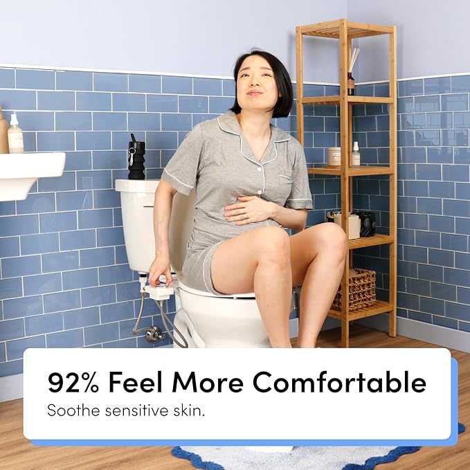 TUSHY Fresh Cool Water Bidet: Ultra Slim Toilet Seat Attachment (Non-Electric Self-Cleaning Hygienic Nozzle) Easy DIY Install &lt10 Min | Adjustable Water Pressure Bamboo Knob