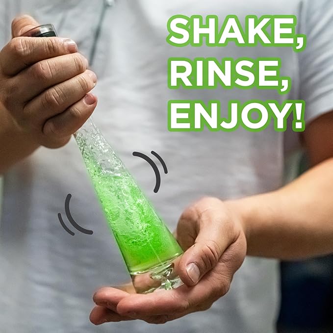 Chubbs Shake &amp Rinse Glass Cleaner - Cleans and Restores Within Minutes/Removes Hard-To-Reach Stains From Glassware | Perfect for Ceramic Glass Plastic Silicone &amp Metal (32 Fl Oz)