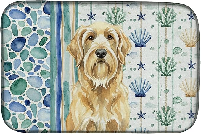 Caroline's Treasures Wheaten and Tan Otterhound Coastal Sea Glass Dish Drying Mat Absorbent Dish Drying Mat Pad for Kitchen Counter Dish Drainer Mat for Countertop 14 x 21 Multicolor
