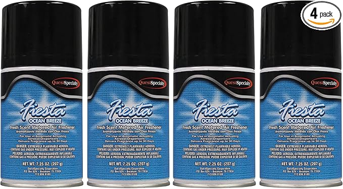 Quest 3980 OCEAN BREEZE Metered Air Freshener - Fresh Scent (4 Pack) Works in all metered dispenser