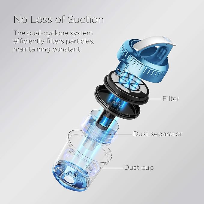 Eureka Bagless Canister Vacuum Cleaner Lightweight Vac for Carpets and Hard Floors w/Filter Blue Whirlwind NEN110B