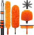 DALTACK 28 Foot High Dusters Kit for Cleaning with 5-20 Foot Heavy Duty Extension Pole Extendable Reusable Cobweb Feather Ceiling Fan Cleaner Duster Window Squeegee Kit