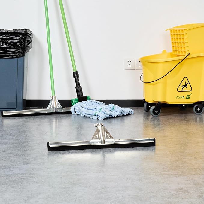 Restaurantware-SQUEEGEE ONLY: Clean Tek Professional 21.75 Inch Floor Squeegee 1 Broom With Double Rubber Blade - Handle Sold Separately Heavy-Duty Steel Wiper For Concrete Floor