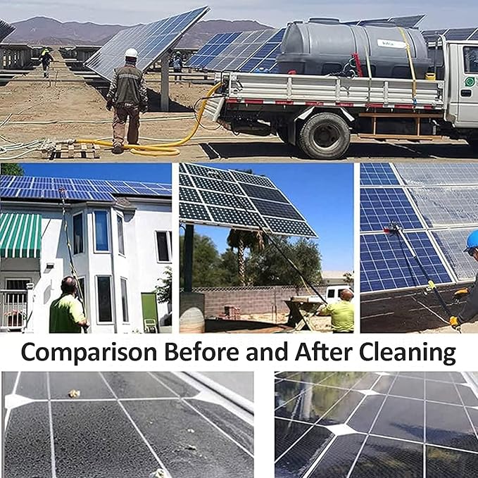 Outdoor Window Cleaning Kit Telescopic Water Fed Pole Brush Solar Panel Cleaning Brush and Pole Lightweight Aluminum Alloy 20m Hose