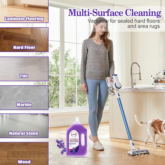 84.53 FL OZ/ 2.5 L Lavender Scent Floor Cleaning Solution Compatible with TinecoNo Residue &amp Long-lasting Fragrance Floor Cleaner Refill for All Robot Vacuums &amp Cordless Floor Washers/Mop Va