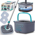 True &amp Tidy True Clean Spin Mop &amp Bucket System – Dual Compartment Design for Clean &amp Dirty Water 360° Swivel Mop Head Built-in Scrubbing Brush Stainless Steel Handle &amp 2 Reusable M