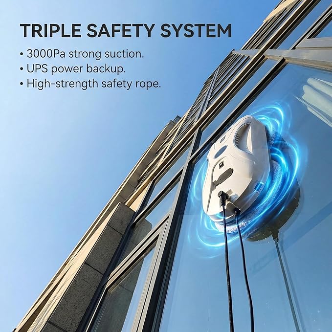 Automatic Window Cleaning Robot Window Cleaner Robot Auto Dual Spray 2026 Model Robot Limpia Vidrios AI Path Planning 3000Pa Suction Remote Control Edge Detection for Streak-Free Glass - SS1