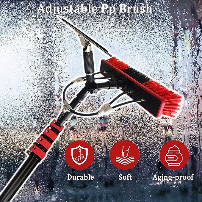 Cleaning Brush Water Fed Pole Adjustable Window Cleaning Brush Solar Panel Cleaning Brush Pole Cleaner Toolsglass Tool with Glass Scraperfor Window CleaningPhotovoltaic Panel Cleaning7.2M