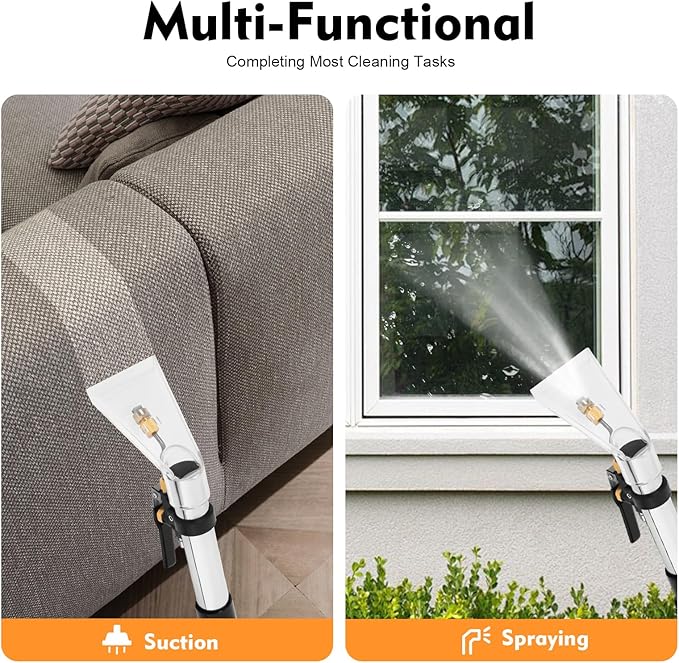40L/10.56Gal Commercial Carpet Cleaner Machine 1049W Heavy Duty Spraying Floor Brush Cleaner Extractor Vacuum Washing Machine 230mbar Suction for Floor Couch Sofa Cleaning
