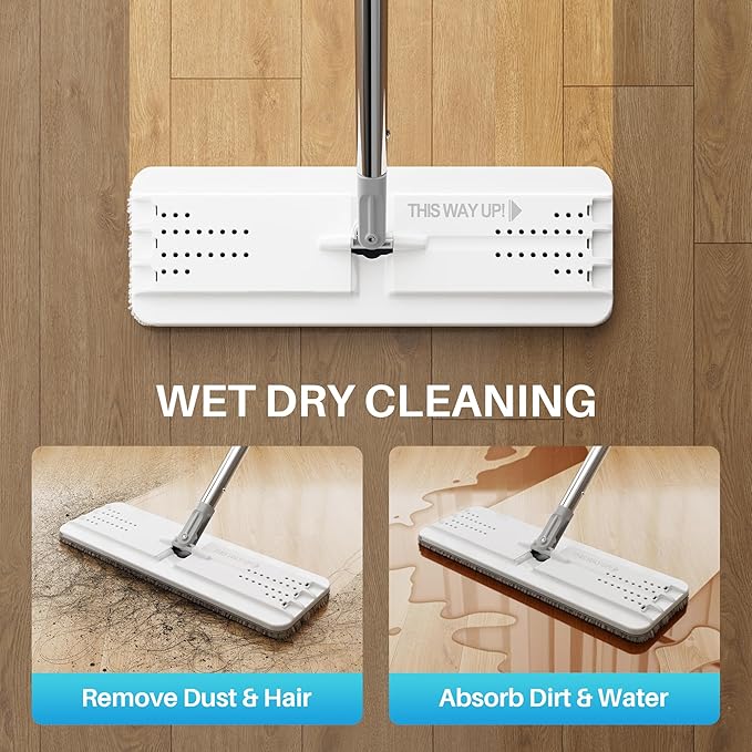 JOYMOOP Hands-Free Self-Cleaning Microfiber Mop and Bucket with Wringer Set for Home Mops for Floor Cleaning and Wall Cleaner Hardwood Tile Laminate Vinyl Floors Smooth Walls and Glass Windows