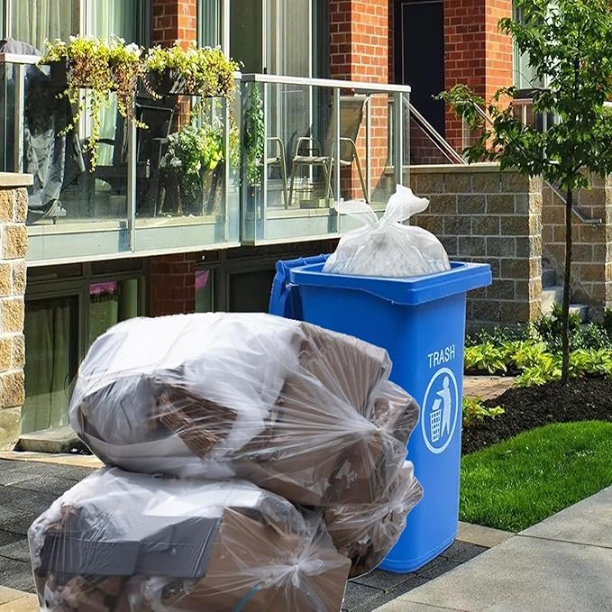 55-60 Gallon Trash Bags 50 Count Bulk Heavy Duty Clear Plastic Recycling Bags Multi-purpose Garbage Bags for home Commercial Outdoor Construction Industrial Lawn Leaf