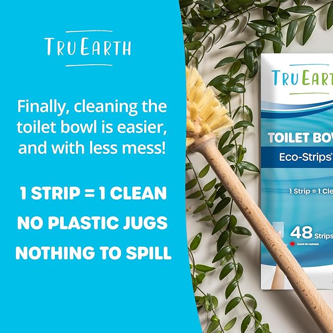 Tru Earth Toilet Bowl Cleaner Eco-Strips | Plastic Jug-Free Septic-Safe For Cleaning | Easy to Use | 48 Strips