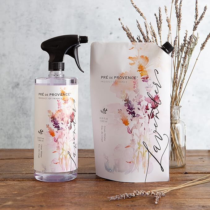 Pre de Provence Provincial Lavender Collection Soft Calming Scent for Your Home Linen Water Refill 33.8 fl oz