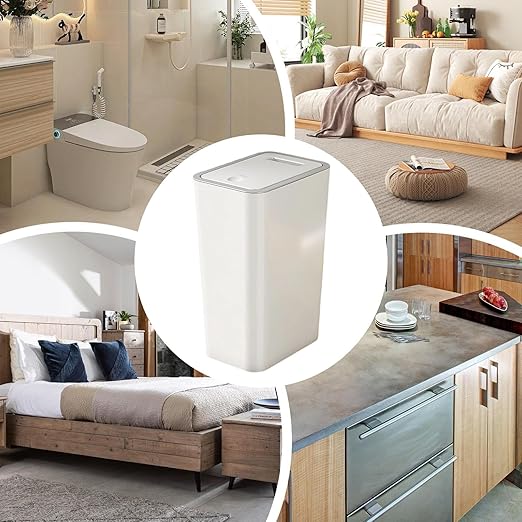 Trash Can with Lid - Wastebasket Dustbin | Wastebasket Compact 10L Dustbin for Dorm Corner Bedroom Indoor Sink Home Bathroom Toilet Workplace