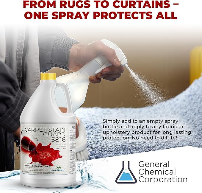 General Chemical Stain Shield Spray - Safe Fabric Protector Spritz and Stain Guard 5816 for Upholstery Carpets Rugs Drapes &amp More - Impermeable Protectant Spray for Outdoor &amp Indoor Use -4