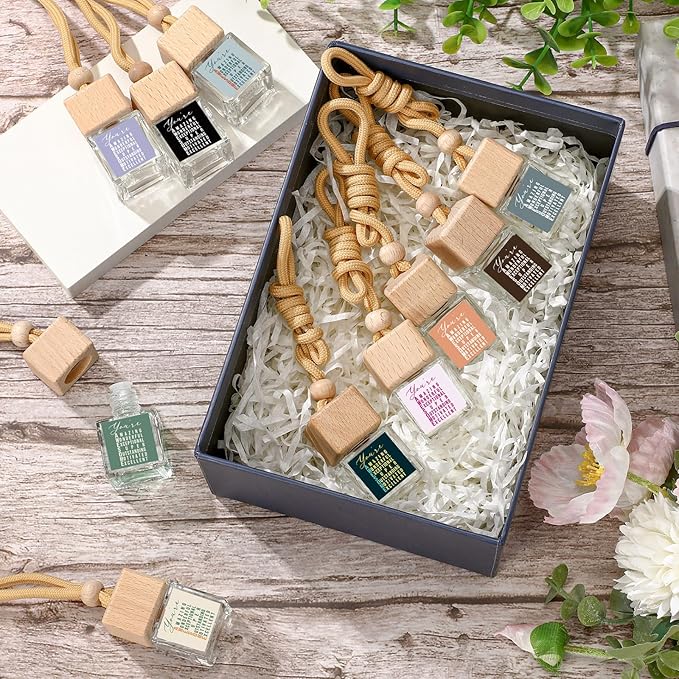 50 Pcs Employee Appreciation Gift Bulk 8ml Car Air Freshener Diffuser No Liquid Hanging Car Empty Glass Oil Diffuser Thank You Gifts for Coworker Social Worker