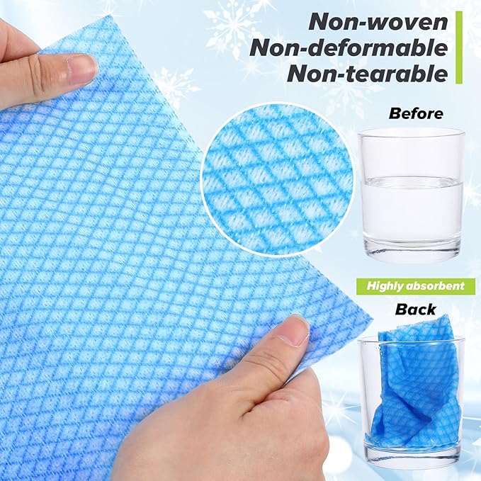 300 Pcs Disposable Cleaning Cloths Heavy Duty Disposable Dish Cloths for Kitchen 13.78x15.75in Reusable Dish Rags Cleaning Towels for Bathroom Household Clean Blue 300 Pack