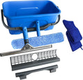 Squeegee with Shelf Storage for Window CleaningWindow Cleaning Squeegee kit with Bucket&ampMicrofiber ScrubberBathroomShower DoorsMirrorsTilesand Car Windows Blue