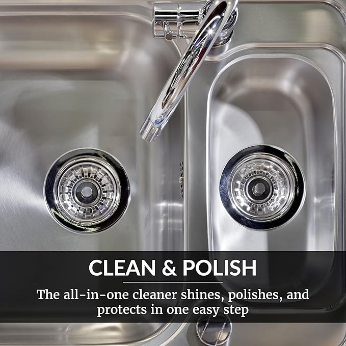 HOPE'S Perfect Sink Cleaner and Polish Restorative Water-Repellant Removes Stains Ideal for Brushed Stainless Steel Cast Iron Porcelain Corian Composite Acrylic 8.5 oz 4 Pack