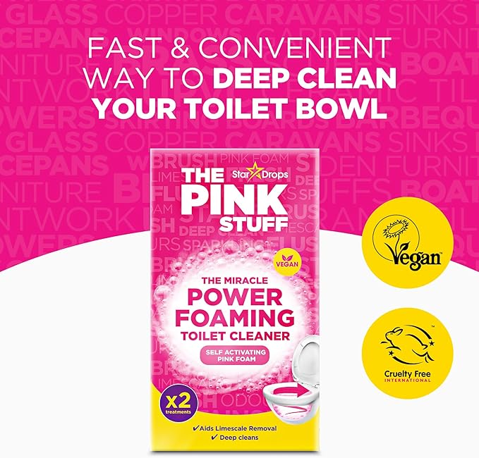 Stardrops - The Pink Stuff Bathroom Cleaning Kit – Cleaning Paste Bathroom Foam Spray Toilet Foaming Powder SQeeZY Sponge &amp 3 Microfiber Cloths – Tough on Stains Grease &amp Soap Scum
