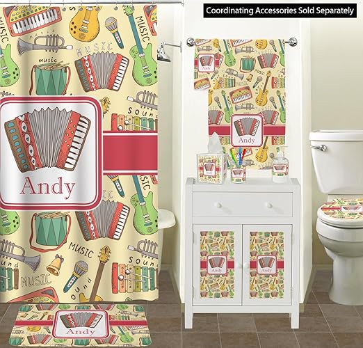 Personalized Vintage Musical Instruments Waste Basket - Double Sided (Black)