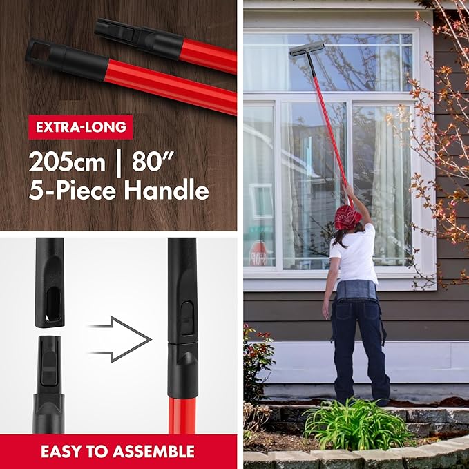 Tyroler 2-in-1 High Window Cleaner Squeegee | 12-80 Anti-Rust Handle | 100% Silicone Scratch Free for Superior Durability and Protection