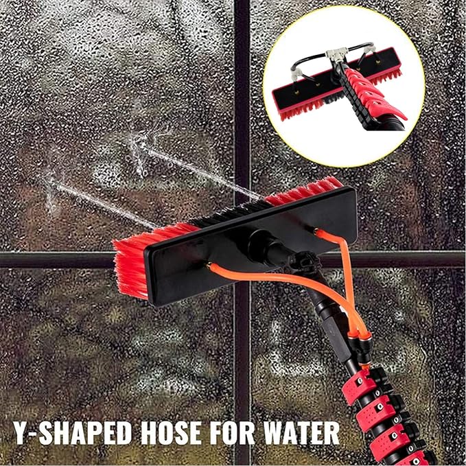 Water Fed Pole Kit 5.4M Outdoor Window Cleaning Brush Glass Solar Panel Cleaning Extendable Telespole Water Fed Brush Spray Washer