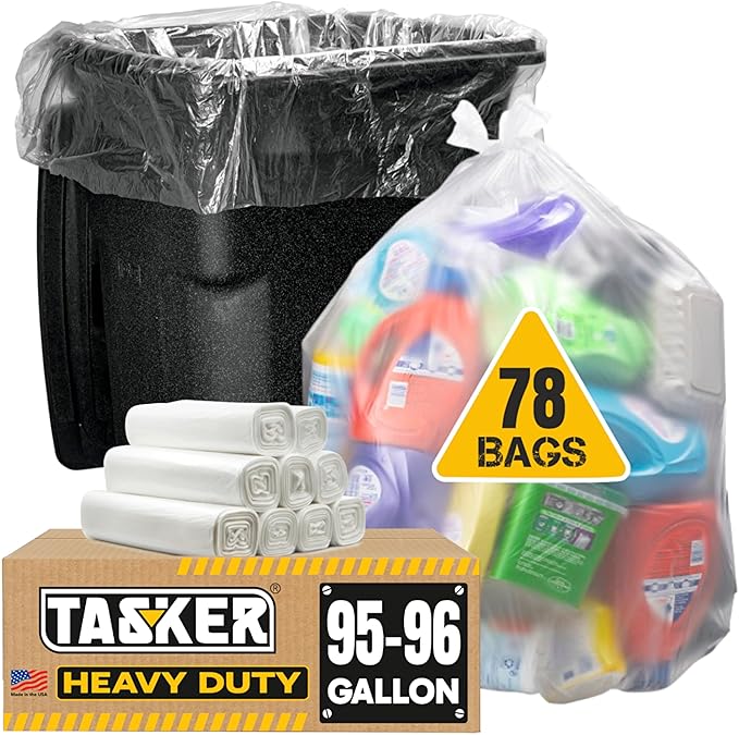 95-100 Gallon Clear Trash Bags Heavy Duty | MegaPack 78 Bags | Extra Large 95-96 Gallon Trash Bags Big Clear Can Liners Extra Large 90 Gal 95 Gal 96 Gal100 Gallon Heavy Duty Garbage Bags
