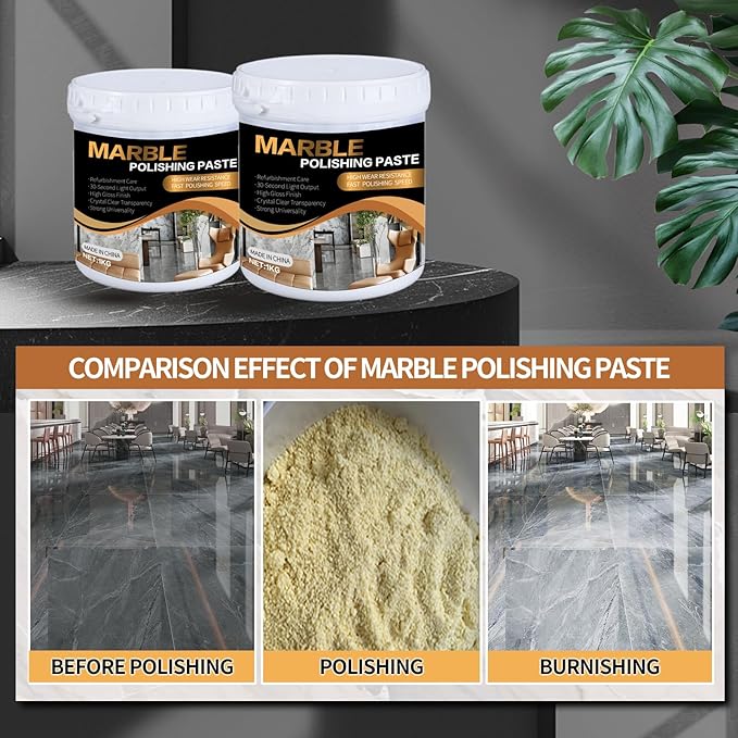 Marble Polishing Paste Professional Marble Cleaner &amp Quartz Polish Stone Sealer &amp Protector for Countertops Floors and Walls – Marble Polishing Compound Kit 2.2LB (1 Piece)