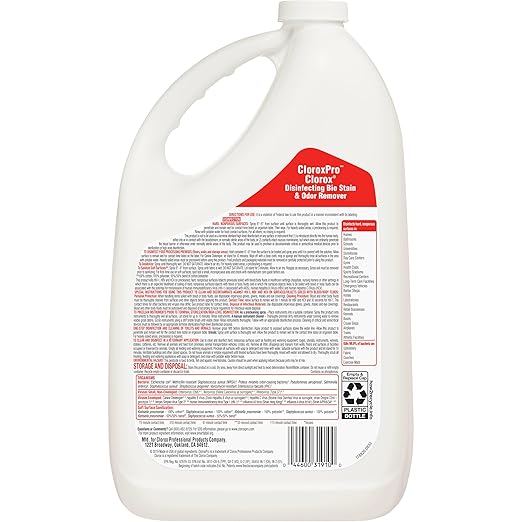 CloroxPro Clorox Disinfecting Bio Stain and Odor Remover Refill 128 Fluid Ounces Pack of 4 (Packaging May Vary)