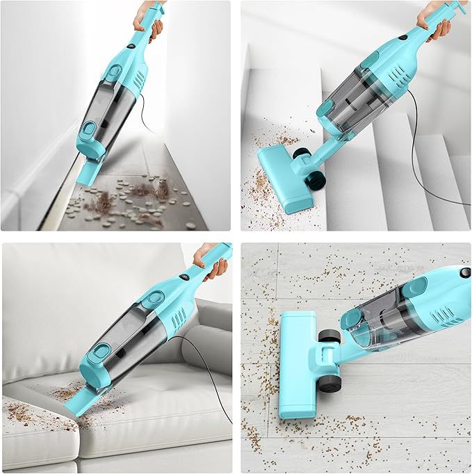 Vazone R6X Corded Stick Vacuum Cleaners for Home 20Kpa Powerful Suction Stick Vacuum with 16Ft Cord 2 in 1 Lightweight Vacuum Cleaner for Hardwood Floor Pet Hair