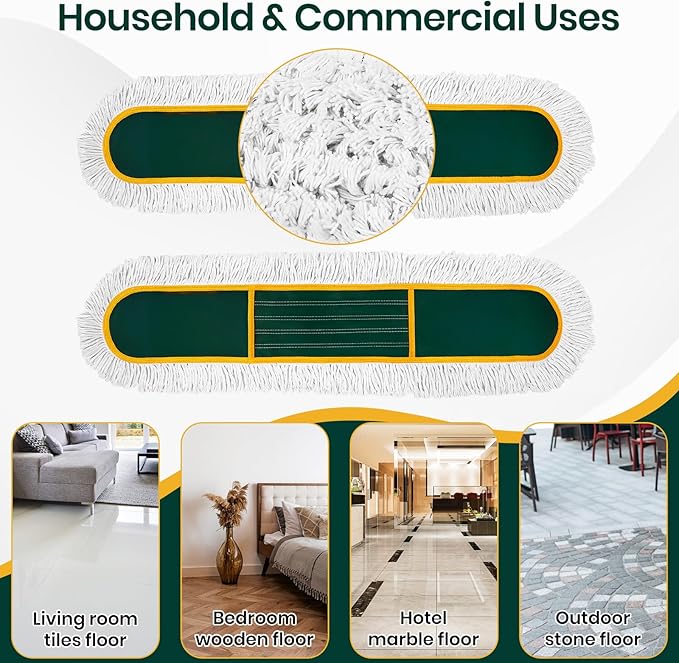 36” Commercial Duster Mops Extra Large Floor Duster with 2 Replacement Pads 60” Long Handle Heavy Duty Industrial Wet&ampDry Flat Mop for Hardwood Floors Marble Laminate Tile Concrete Garage