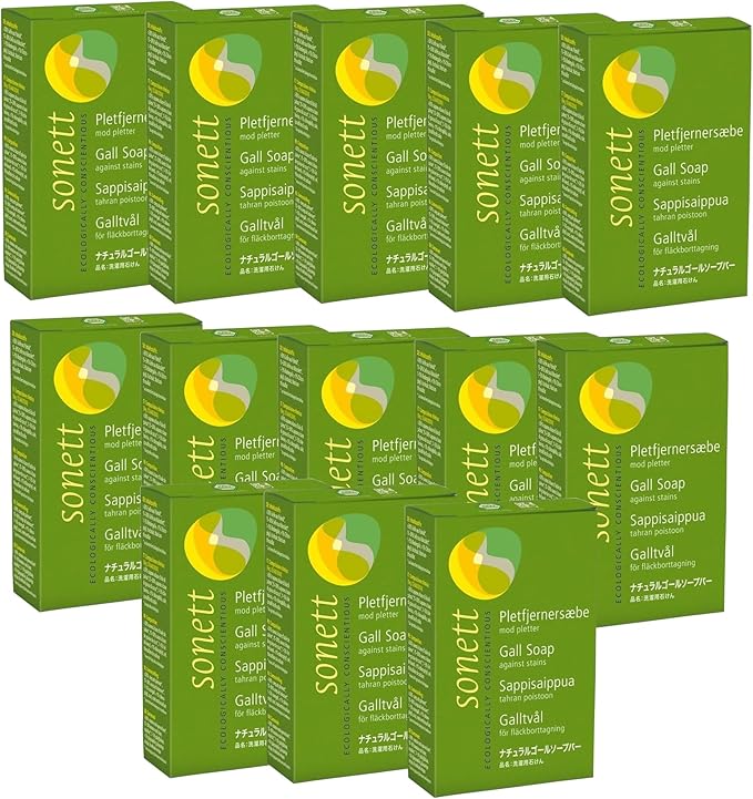 Sonett Organic Traditional Stain Removers Gall Soap For Blood Grease Fruit stains Highly Effective Against Marks Caused By Ink (Pack of 12)