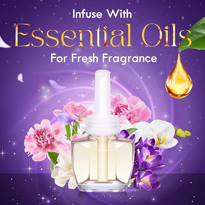Plug In Air Freshener Refills Peony Jasmine Lilac &amp Orchid Scent Combination For Home Bathroom 12 Count Plug-In Fragrance Refill Compatible with Air Wick &amp Glade Not Include Glade Plus
