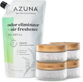Azuna Air Freshener &amp Odor Eliminator for Strong Odor | 4 Room Kit Includes (4) 8 oz. Empty Luxe Glass Jars &amp 24oz Gel | Refill with Tea Tree Essential Oil | Natural Scent | Last 60-90 Days