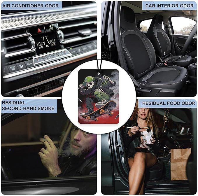 5PCS Car Air Freshener Hanging Personalized Double Sided Skull Rider Car Fresheners Long Lasting New Cars Scents Cute Automotive Freshies for Closets Drawers (tea)