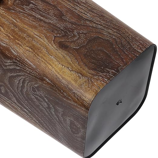 Wooden Pattern Square Trash Can 12l Rustic Office Wastebasket Decorative Kitchen Garbage Bin for Home Bathroom Paper Waste Basket
