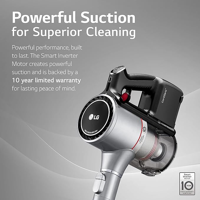 LG CordZero Cordless Stick Vacuum 2 Batteries 120 Min Run Time Powerful Cleaning for Carpet Hard Floors &amp Pet Hair Lightweight High-Capacity Dust Bin 10-Year Motor Warranty A926KSM (Renewe