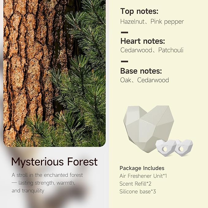TPARTS Air Freshener for Tesla Model 3 Model Y Cyberheart Scents Diffuser with 2 Scent Refills Fits for All Tesla Model 3/Y Airvent (Mysterious Forest)