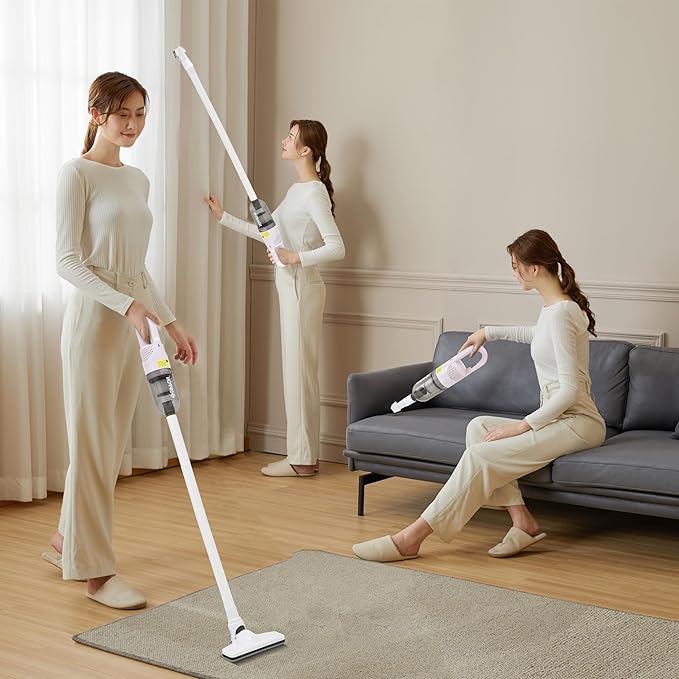 Handheld Vacuum CleanerUltra-Lightweight Mini Portable Vacuums for Home 6 in 1 Stick Vac Cleaners for CarPet Hair(White Corded)