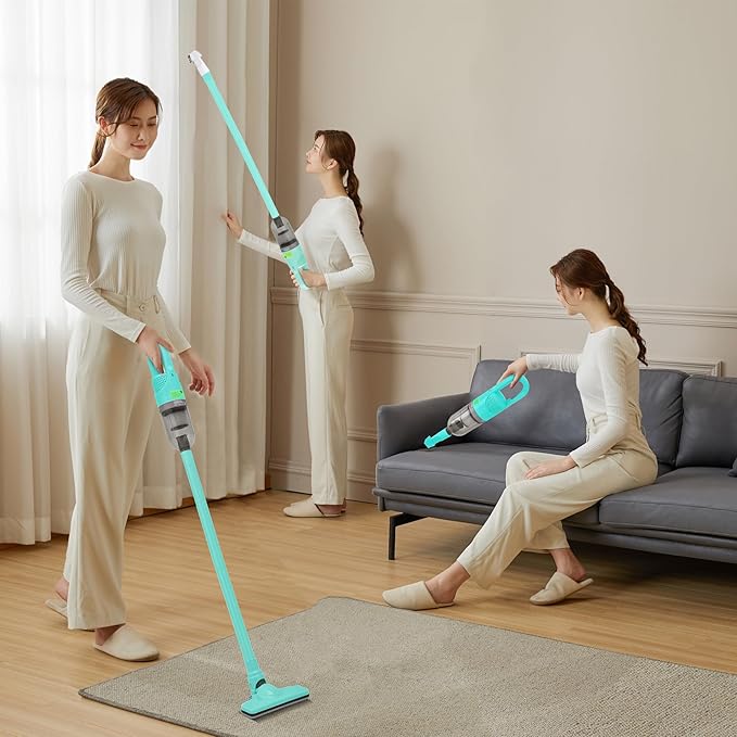 Handheld Vacuum CleanerUltra-Lightweight Mini Portable Vacuums for Home 6 in 1 Stick Vac Cleaners for CarPet Hair(Green Cordless)