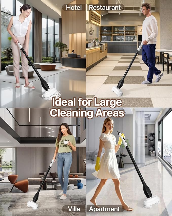 Electric Spin ScrubberCordless Electric Mop For Floor CleaningWith Water Sprayer And Large 800ml TankAdjustable Extension Handle With 4000mAh BatterySpin Mop For Hardwood FloorsPet Cleaning