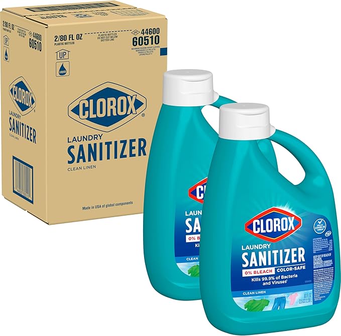 Clorox Laundry Sanitizer 0% Bleach Color Safe Clean Linen 80 Fl oz Pack of 2 (Pack May Vary)