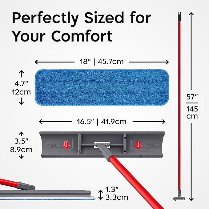 Tyroler Heavy Duty Floor Squeegee for Concrete Floors | 16.5 Squeegee for Floor with 55 4-Part Handle | Squeegees Broom for Floors | The MoppyShmoppy is The Ideal Squeegees Mop for All Surfaces