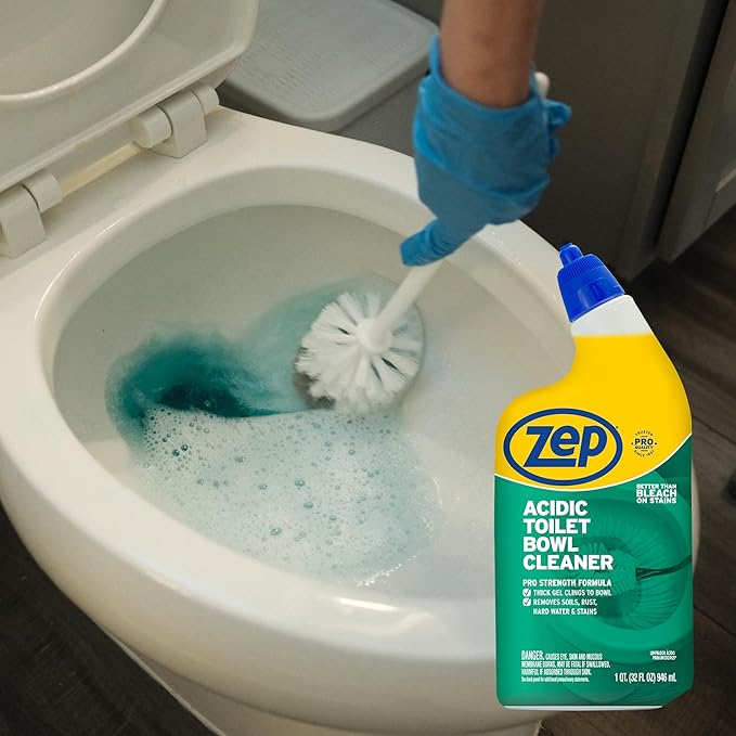 Zep Acidic Toilet Bowl Cleaner - 32 oz (Case of 4) - ZUATBC324 - Experience the Ultimate Cleaning Power with Our 2x Thicker Clinging Formula Designed to Deliver a Professional-Quality Clean