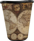 Vintage World Map Waste Basket - Double Sided (Black)