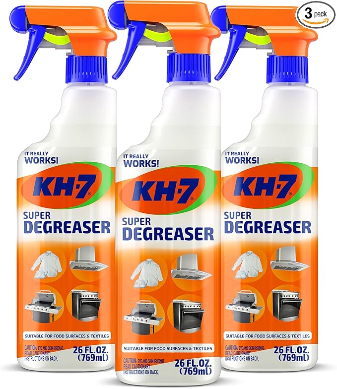 KH-7 Super Degreaser Multipurpose Cleaning Spray: The Heavy Duty All Purpose Cleaner for Your Home Kitchen Garage Car &amp Laundry | Total Cleaner &amp Powerful Grease Remover 26 oz (3 Pack)